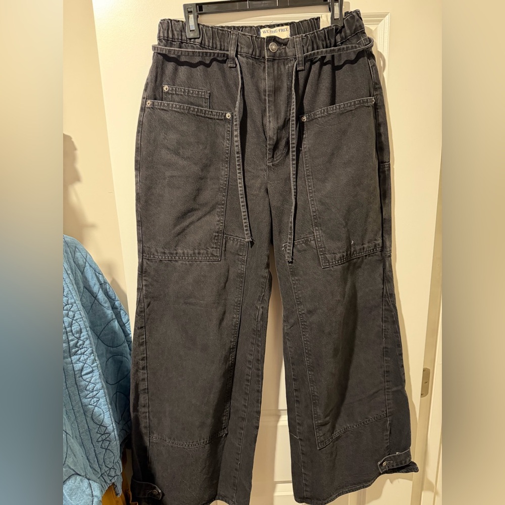 Free People Charcoal Cargo Pants